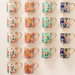 Anthro x Rifle Paper Garden Party “W” mug